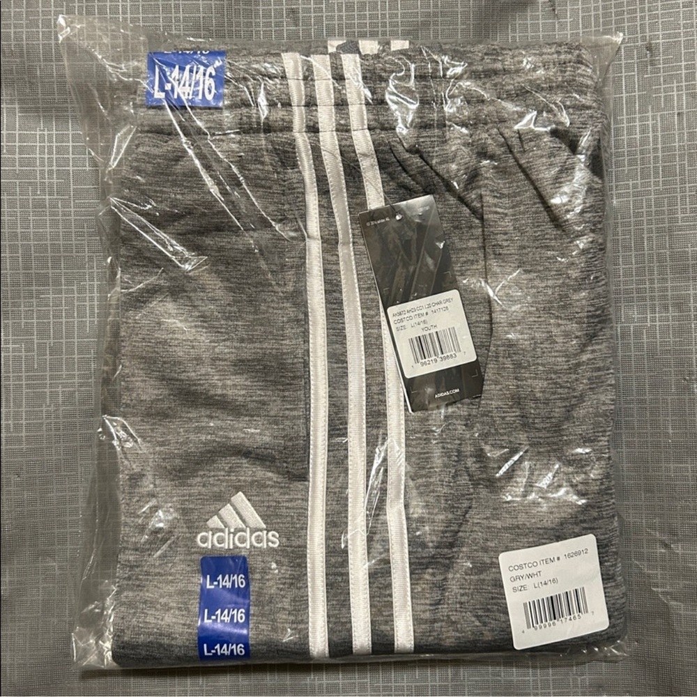 NWT adidas Youth Fleece Jogger GRAY - size L (14/16) casual comfy winter cozy